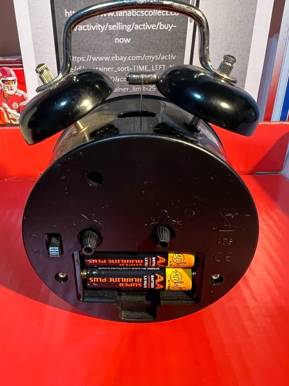 Source Unknown Black Twin Bell Alarm Clock with White Face